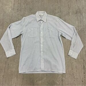 VINTAGE Mr California White Check Button Up Long Sleeve Shirt Men Size L.